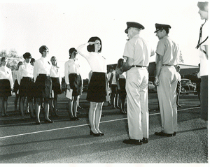 black and white photo from the 1960s of cadets saluting